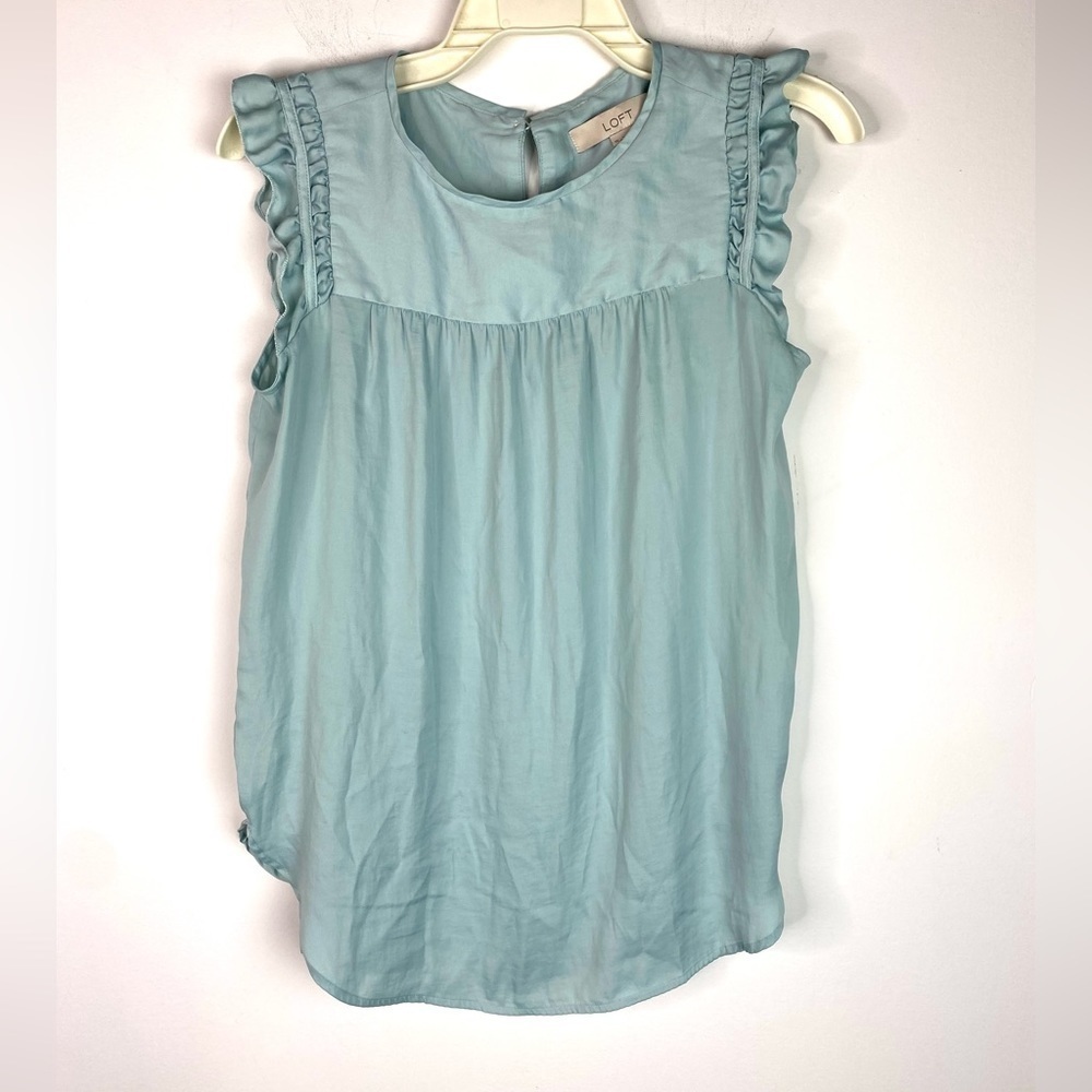 Loft Ruffle Blouse Mint Blue XS
